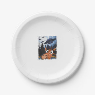 Funny Giraffe UFO Zoo Animal Weird Meme Graphic  Paper Plates