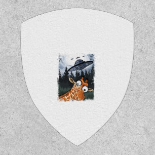 Funny Giraffe UFO Zoo Animal Weird Meme Graphic  _ Patch