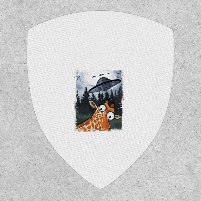 Funny Giraffe UFO Zoo Animal Weird Meme Graphic  _ Patch (Front)