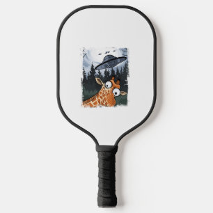 Funny Giraffe UFO Zoo Animal Weird Meme Graphic  _ Pickleball Paddle