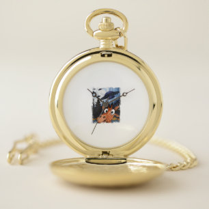 Funny Giraffe UFO Zoo Animal Weird Meme Graphic  Pocket Watch