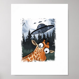 Funny Giraffe UFO Zoo Animal Weird Meme Graphic  _ Poster