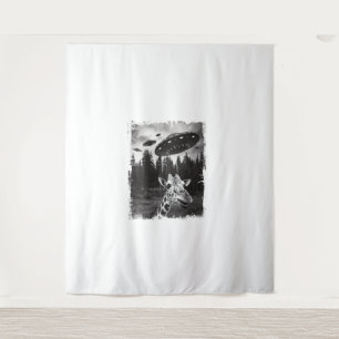 Funny Giraffe UFO Zoo Animal Weird Meme Graphic Tapestry