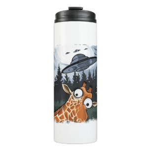 Funny Giraffe UFO Zoo Animal Weird Meme Graphic _ Thermal Tumbler