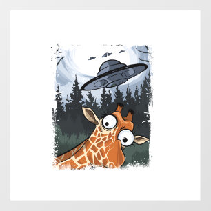 Funny Giraffe UFO Zoo Animal Weird Meme Graphic  _ Wall Decal