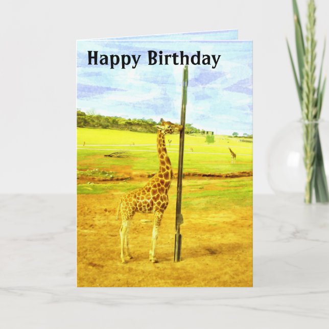 Funny Giraffe Watercolor, Birthday Card, Holiday Card (Front)