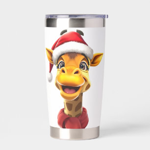 Funny giraffe wearing a Santa hat Insulated Tumbler