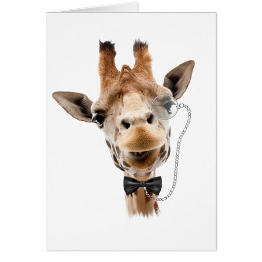 Funny Giraffe with Bowtie and Monocle Cards (Front)