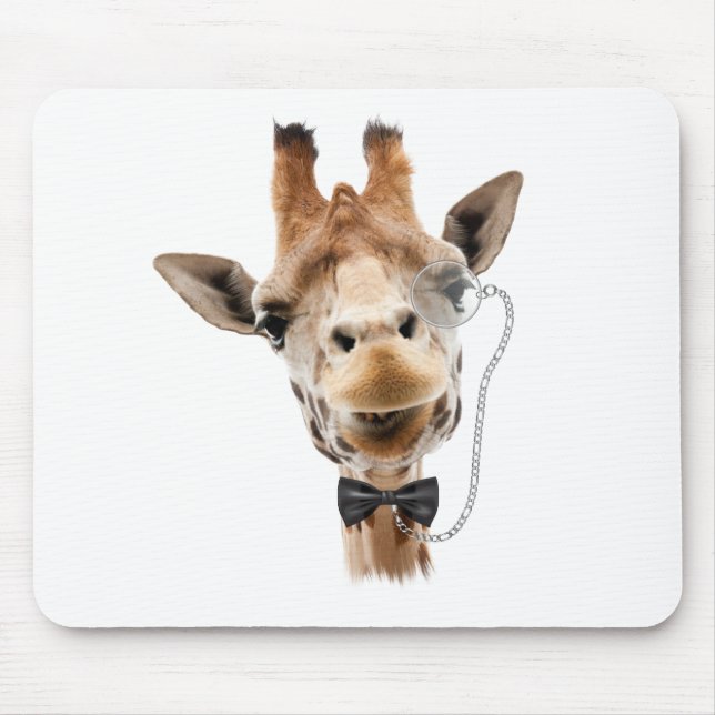 Funny Giraffe with Bowtie and Monocle Mouse Pad (Front)