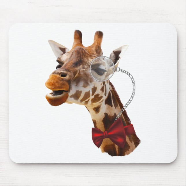 Funny Giraffe with Bowtie and Monocle Mouse Pad (Front)