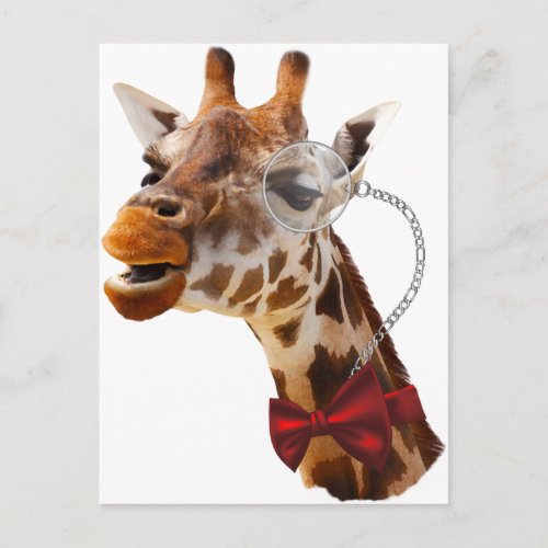 Funny Giraffe with Bowtie and Monocle Postcard