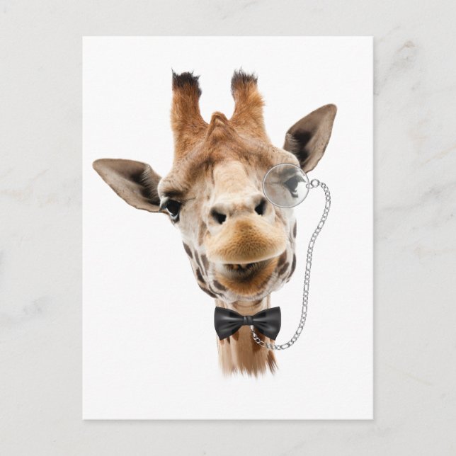 Funny Giraffe with Bowtie and Monocle Postcard (Front)