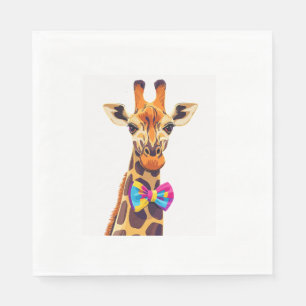 Funny Giraffe With Bowtie Animal Humor Napkins