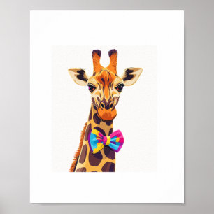 Funny Giraffe With Bowtie Animal Humor Poster