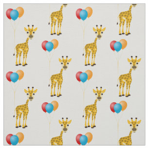 Funny giraffe with colorful balloons fabric