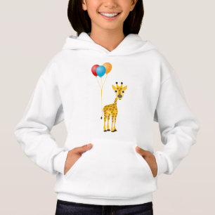 Funny giraffe with colorful balloons hoodie
