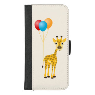 Funny giraffe with colorful balloons iPhone 8/7 plus wallet case