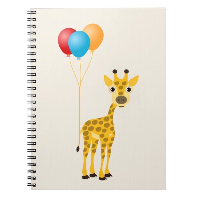 Funny giraffe with colorful balloons notebook (Front)
