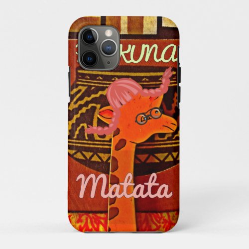 Funny Giraffe with cool text Hakuna Matata Design iPhone 11 Pro Case