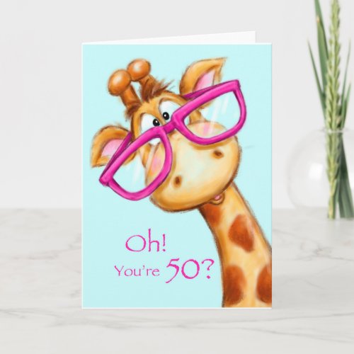Funny giraffe with eyeglasses Happy Birthday Card