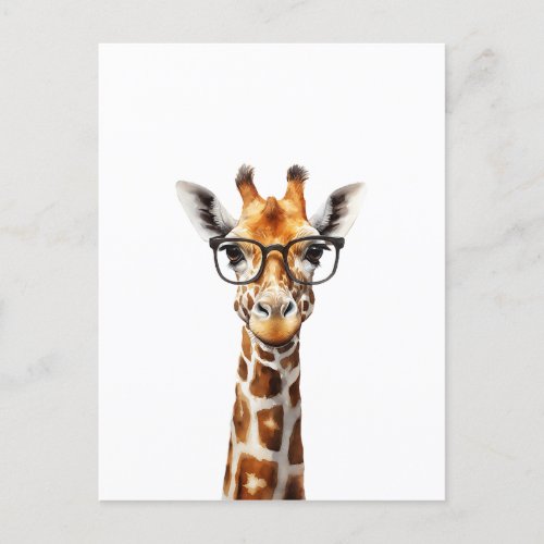 Funny giraffe with glasses postcard