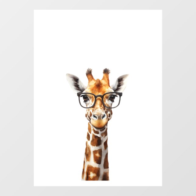 Funny giraffe with glasses window cling (Sheet)