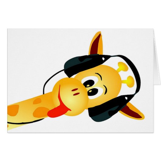 funny giraffe with headphones cards (Front Horizontal)