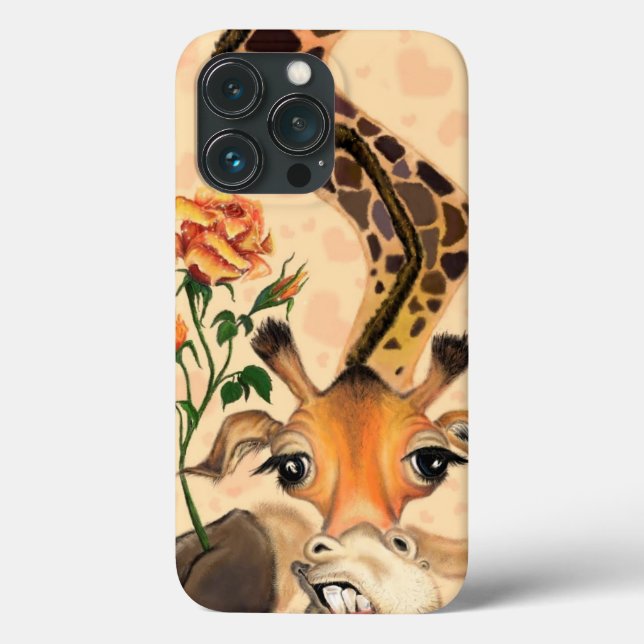 Funny Giraffe with Rose iPhone Case (Back)