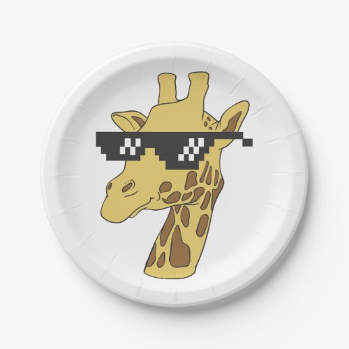 Funny giraffe with sunglasses illustration paper plates