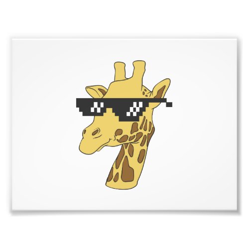 Funny giraffe with sunglasses illustration photo print