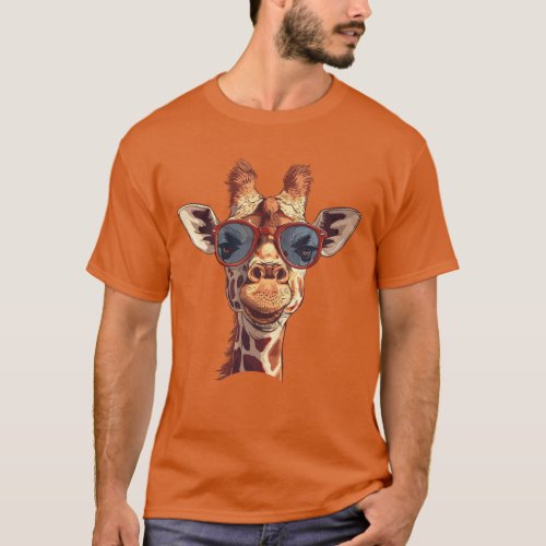 Funny Giraffe with sunglasses T_Shirt
