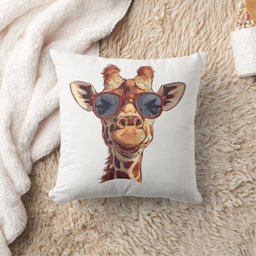 Funny Giraffe with sunglasses Throw Pillow