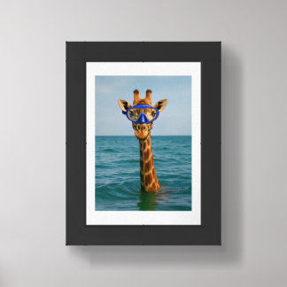 Funny Giraffe with Swim Goggles Poster