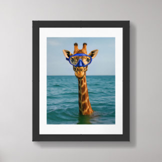 Funny Giraffe with Swim Goggles Poster