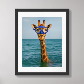 Funny Giraffe with Swim Goggles Poster