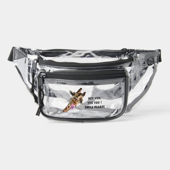 Funny Giraffe with Text Catchy Clear Fanny Pack (Front)