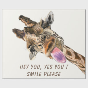 Funny Giraffe Wrapping Paper - Custom Text