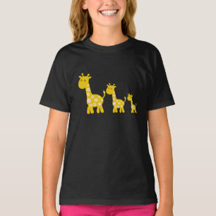 Funny Giraffe yellow flower flora retro pattern T-Shirt