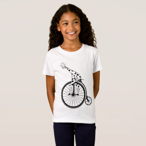 Funny giraffee riding a penny_farthing T_Shirt