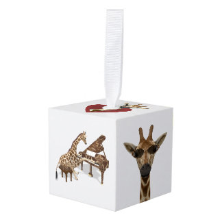 Funny Giraffes Cube Ornament
