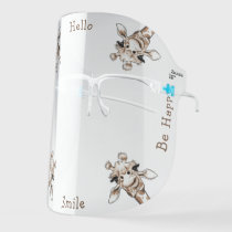 Funny Giraffes - Hello - Smile - Add Your Text Face Shield