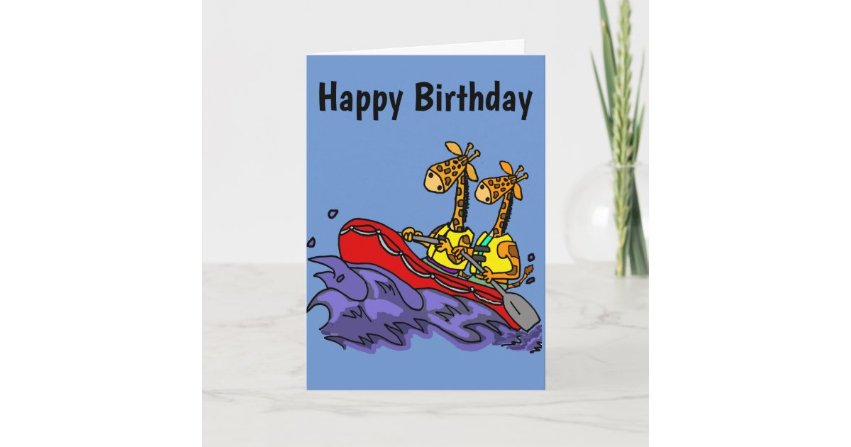 Funny Giraffes River Rafting Cartoon Card | Zazzle.com
