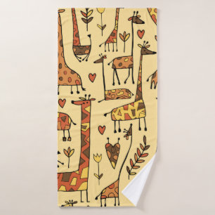 Funny giraffes sketch, seamless pattern your desig bath towel