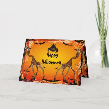 Funny Giraffes & Spider Halloween Card by Just_Giraffes at Zazzle