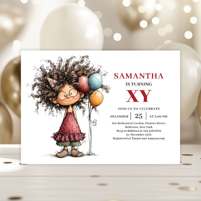 Funny Girl Birthday Playful invitation (Funny Girl Birthday Playful invitation)