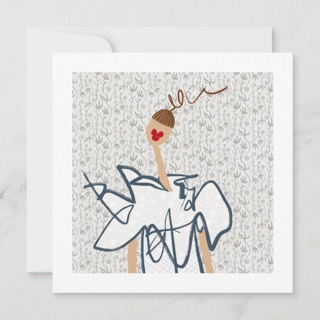 Funny Girl Cute Fashion Illustration Art Card (Front)