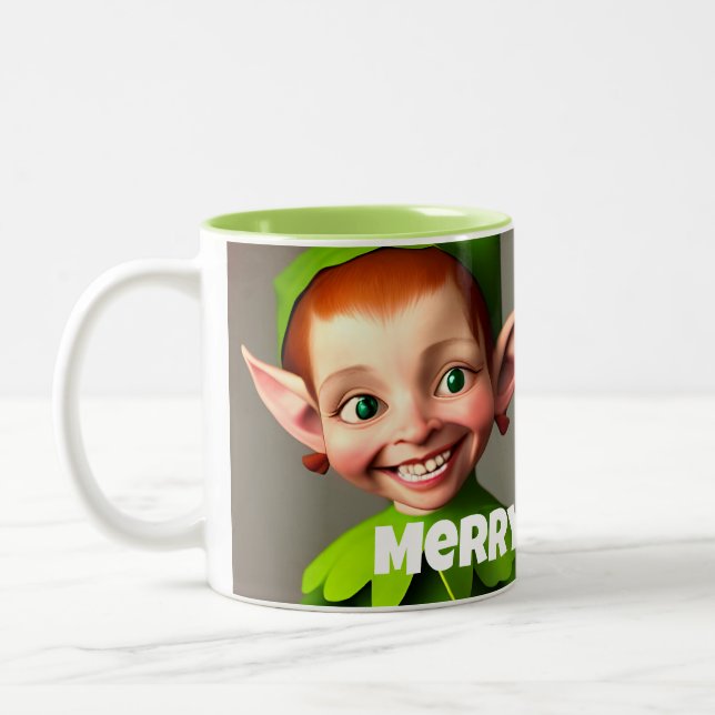 Funny Girl Elf Merry Christmas Mug (Left)