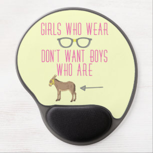 Funny Girl Glasses Nerd Humor Gel Mouse Pad