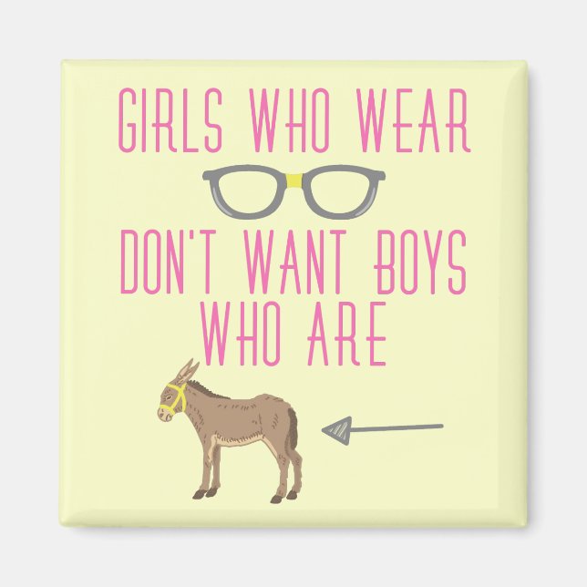 Funny Girl Glasses Nerd Humor Magnet (Front)