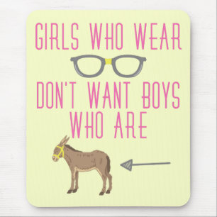 Funny Girl Glasses Nerd Humor Mouse Pad